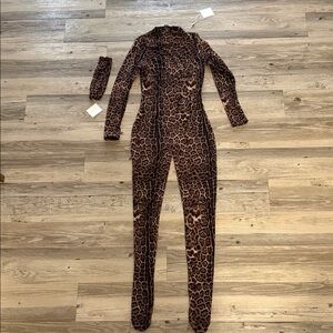 BRAND NEW NAKED WARDROBE Leopard Print Jumpsuit and headband